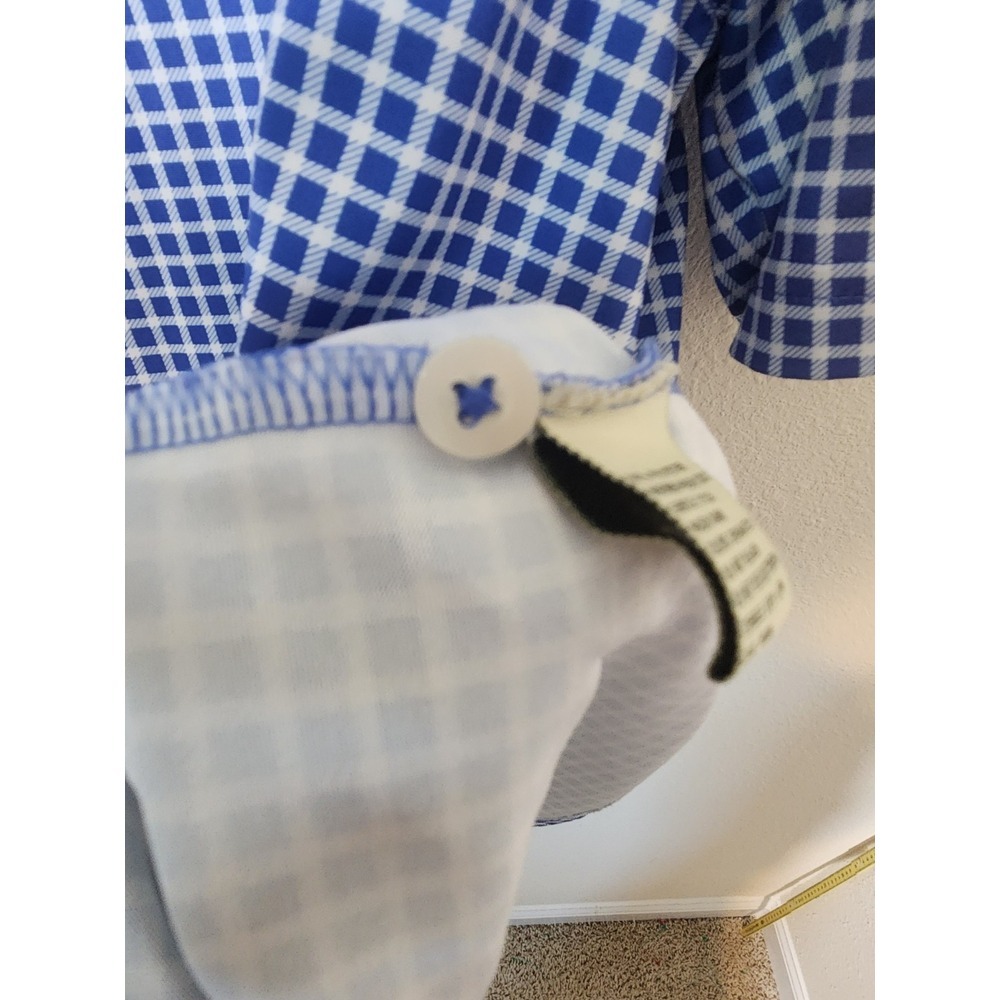 Donald Ross Golf Men's Blue Checked Short Sleeve Polo Shirt Large Embroidered - Picture 7 of 8